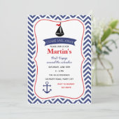 Nautische verjaardagsuitnodigingen (Jongens Marine Kaart (Staand voorkant)