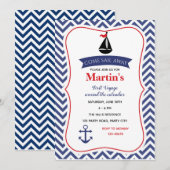 Nautische verjaardagsuitnodigingen (Jongens Marine Kaart (Voorkant / Achterkant)