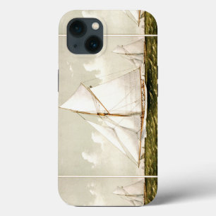 Nautische vintage cutter zeilboot zeilen oceaan ze iPhone 13 hoesje
