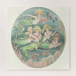 Nautische vintage fantasy zeemeerminnen cameo legpuzzel