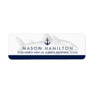 Nautische Vintage Groot Wit   Retouradres Etiket