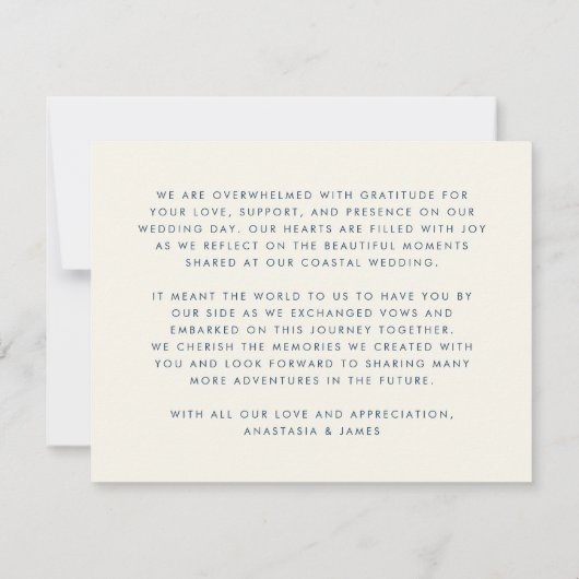 Nautische vis moderne marine blauw strand bruiloft bedankkaart (Achterkant)