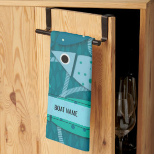 Nautische Vis Patroon Boot Naam Theedoek