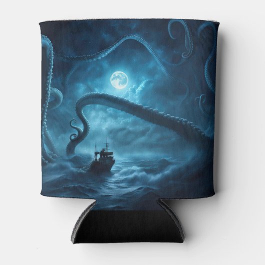 Nautische Vissende boot en reuzenoctopus Kraken Blikjeskoeler (Voorkant)