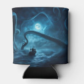 Nautische Vissende boot en reuzenoctopus Kraken Blikjeskoeler (Achterkant)