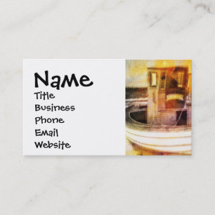 Nautische Vissende boot op strand bij Sunset Ocean Visitekaartje