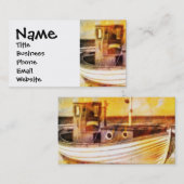 Nautische Vissende boot op strand bij Sunset Ocean Visitekaartje (Voorkant / Achterkant)