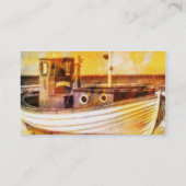Nautische Vissende boot op strand bij Sunset Ocean Visitekaartje (Achterkant)