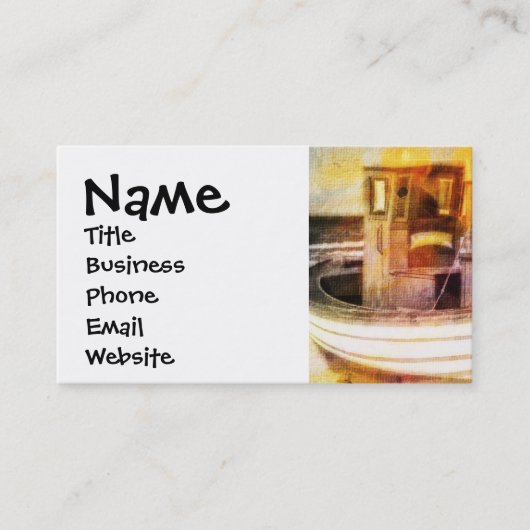 Nautische Vissende boot op strand bij Sunset Ocean Visitekaartje (Voorkant)