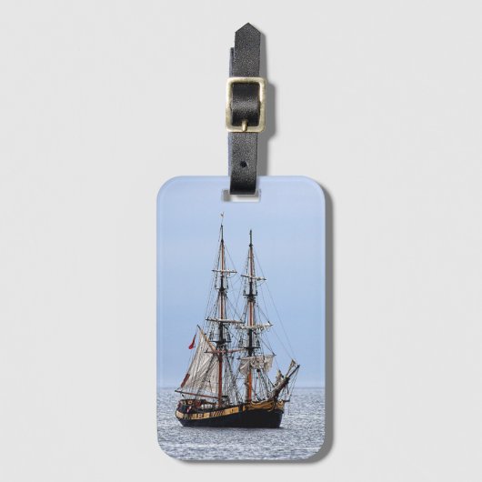 Nautische Vissersboot Blauwe Lucht Bagagelabel (Voorkant (verticaal))