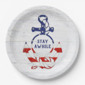 Nautische vlag Anker op witgekalkt hout Papieren Bordje (Voorkant)