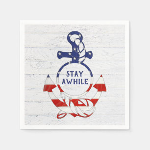 Nautische vlag Anker op witgekalkt hout Servet