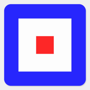 Nautische vlag signaal letter W (whisky) Vierkante Sticker