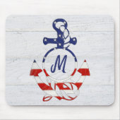Nautische vlaganker op hout muismat (Voorkant)