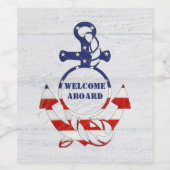 Nautische vlaganker op hout wijn etiket (Enkel label)