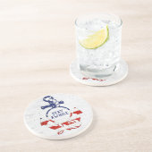 Nautische vlaganker op Onderzetter hout (Zijkant)