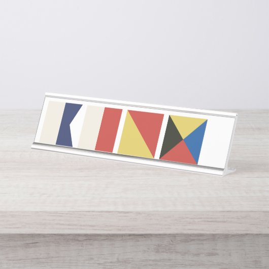 Nautische vlaggen bureau naambordje (Voorkant)