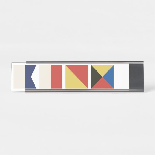 Nautische vlaggen bureau naambordje (Voorkant)