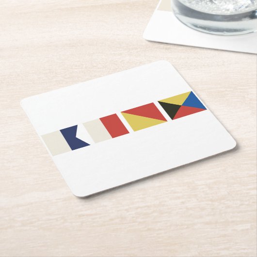 Nautische vlaggen kartonnen onderzetters (Schuin)