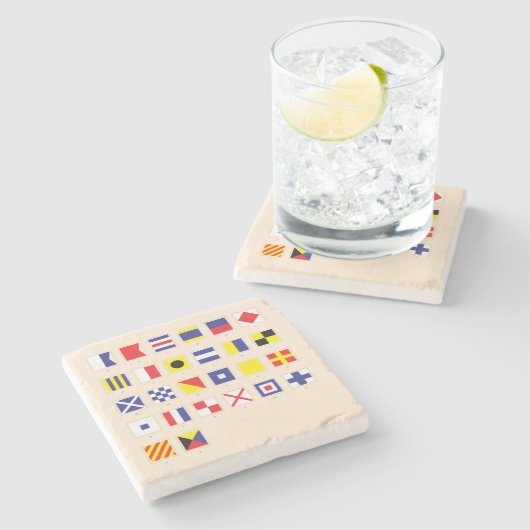 Nautische vlaggrafiek stenen onderzetter (Zijkant)