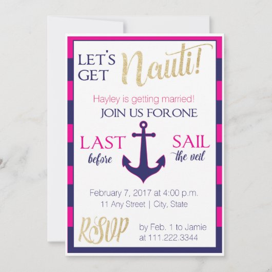 Nautische vrijgezellenfeest Uitnodiging - Last Sai (Voorkant)