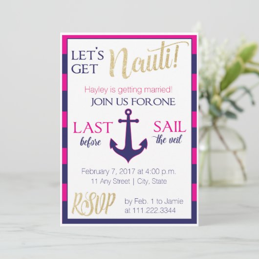 Nautische vrijgezellenfeest Uitnodiging - Last Sai (Staand voorkant)