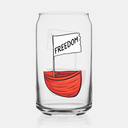 Nautische Vrijheid Boot Illustratie Blikvorm Glas (Achterkant)