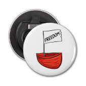 Nautische Vrijheid Boot Illustratie Button Flesopener (Voorkant)