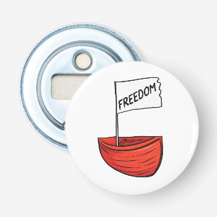 Nautische Vrijheid Boot Illustratie Button Flesopener