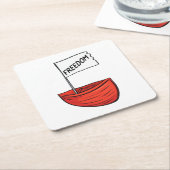 Nautische Vrijheid Boot Illustratie Kartonnen Onderzetters (Schuin)