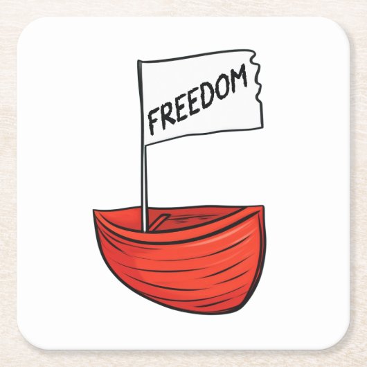 Nautische Vrijheid Boot Illustratie Kartonnen Onderzetters (Voorkant)