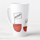 Nautische Vrijheid Boot Illustratie Latte Mok (Linkerhoek)