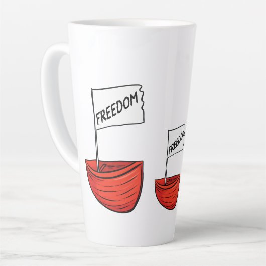 Nautische Vrijheid Boot Illustratie Latte Mok (Linkerhoek)