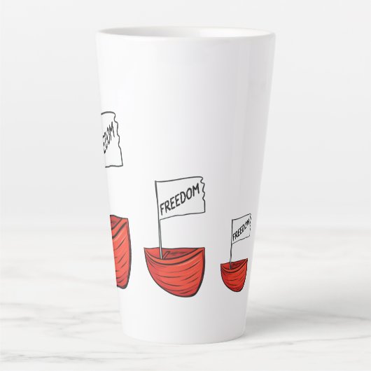 Nautische Vrijheid Boot Illustratie Latte Mok (Voorkant)