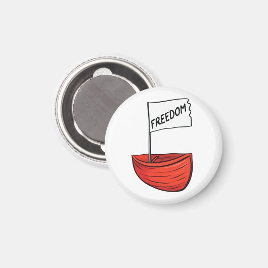 Nautische Vrijheid Boot Illustratie Magneet (Voorkant / Achterkant)