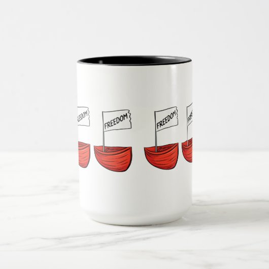 Nautische Vrijheid Boot Illustratie Mok (Midden)