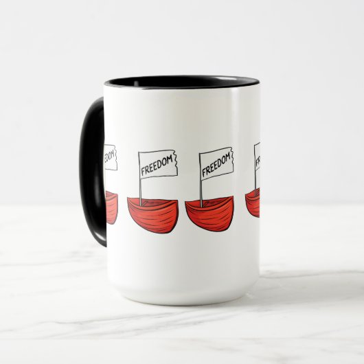 Nautische Vrijheid Boot Illustratie Mok (Voorkant links)