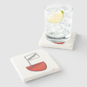 Nautische Vrijheid Boot Illustratie Stenen Onderzetter (Zijkant)