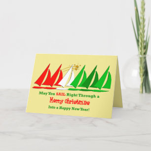 Nautische vrolijke kerst voor mijn zeilvrienden feestdagen kaart