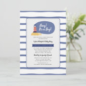 Nautische vuurtoren Ahoy Het is een Boy Baby showe Kaart (Staand voorkant)