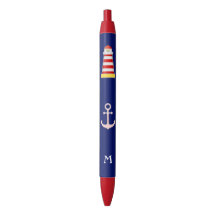 Nautische vuurtoren & anker op blauwe achtergrond