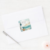 Nautische vuurtoren Baby shower Bookplate Vierkante Sticker (Envelop)