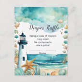 Nautische Vuurtoren Baby shower Luier Raffle Informatiekaartje (Voorkant)