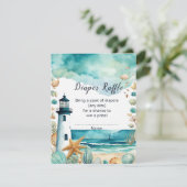 Nautische Vuurtoren Baby shower Luier Raffle Informatiekaartje (Staand voorkant)
