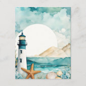 Nautische Vuurtoren Baby shower Luier Raffle Informatiekaartje (Achterkant)