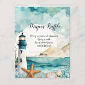 Nautische Vuurtoren Baby shower Luier Raffle Informatiekaartje (Voorkant)
