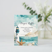 Nautische Vuurtoren Baby shower Luier Raffle Informatiekaartje (Staand voorkant)