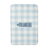 Nautische Vuurtoren Blauwe Gingham Check Kust Badmat (Voorkant Verticaal)