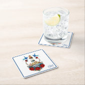 Nautische Vuurtoren Bloemen Rood Blauw Kartonnen Onderzetters (Insitu)