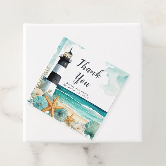 Nautische Vuurtoren Bruiloft Bedankjes Labels (In situ)